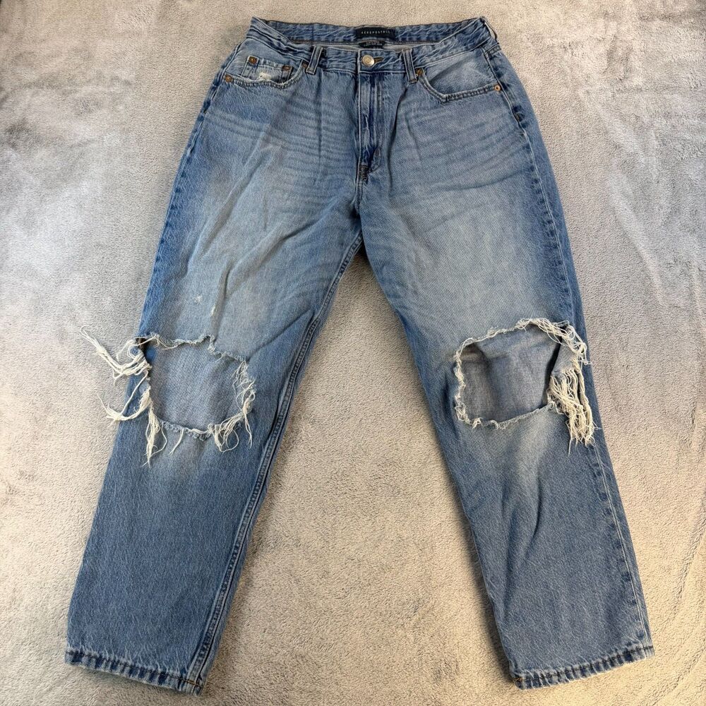Aeropostale Curvy Mom Jeans Womens 12 Distressed Light Wash 26.5